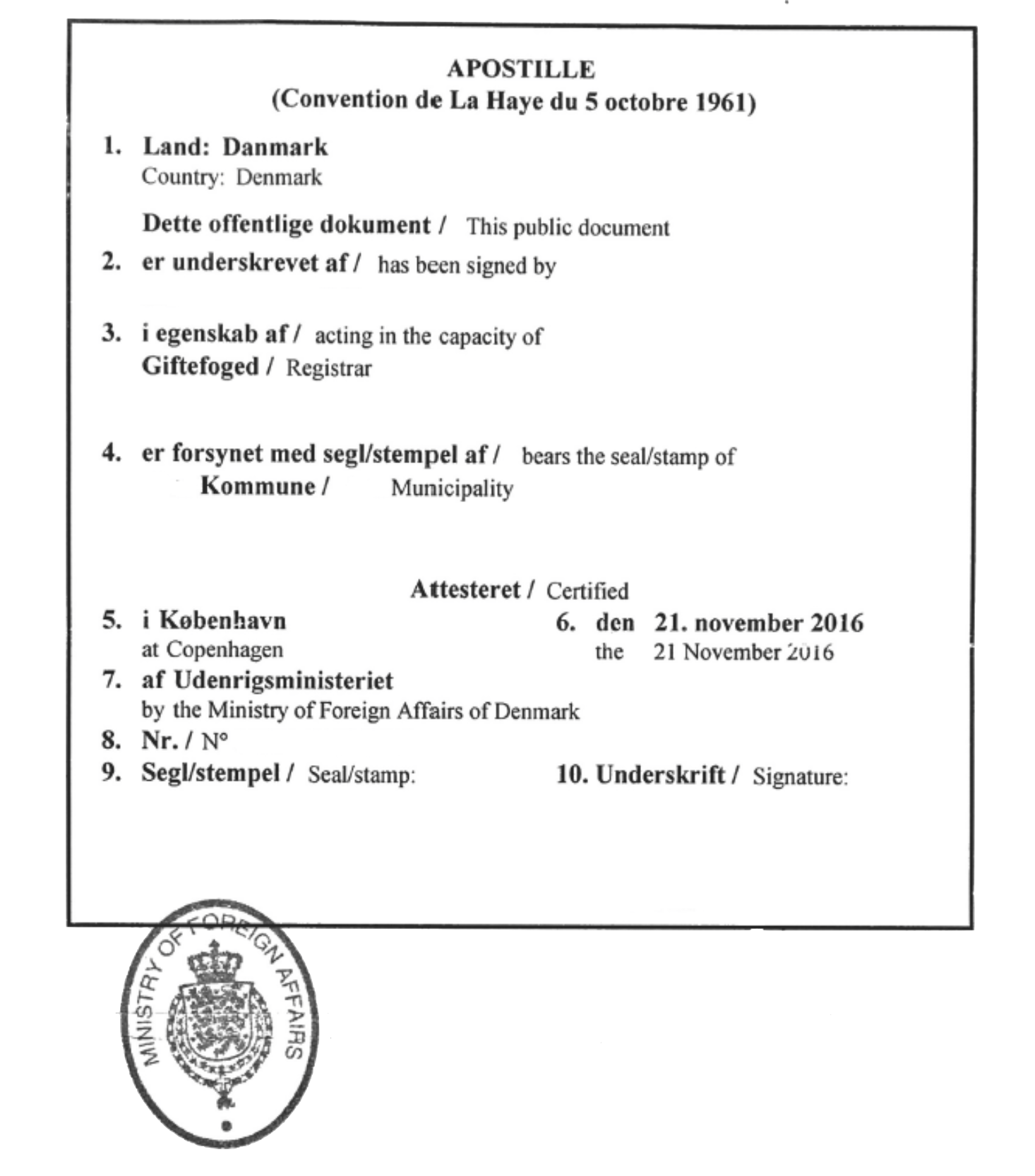 Apostille Mylect legalisering